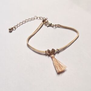 145 Peach Tassel Gold‎ Beaded Tennis Bracelet
